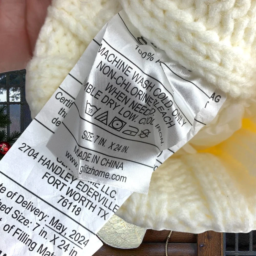 NEW Ivory Cable Knit Christmas Stocking Large 24